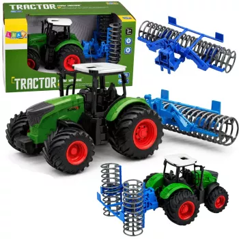 LEAN TOYS Lauksaimniecības traktors ar veltni Zaļš 1:24