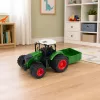 LEAN TOYS Lauksaimniecības traktors ar mēslojuma izkliedētāju, gumijas riteņi, zaļš, 1:24