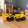 LEAN TOYS Būvniecības transportlīdzekļu komplekts Ekskavators Pašizgāzējs Kustīgas gaismas Skaņas Dzeltens