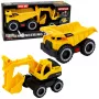 LEAN TOYS Būvniecības transportlīdzekļu komplekts Ekskavators Pašizgāzējs Kustīgas gaismas Skaņas Dzeltens