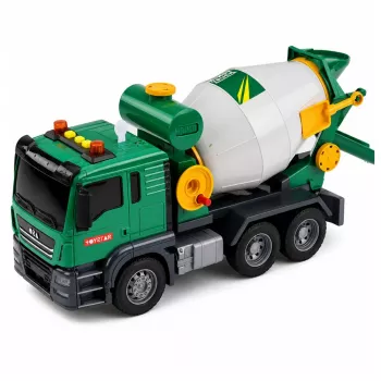 LEAN TOYS Betona maisītāja kravas automašīna ar rotējošu cilindru, gaismām un skaņām, zaļa
