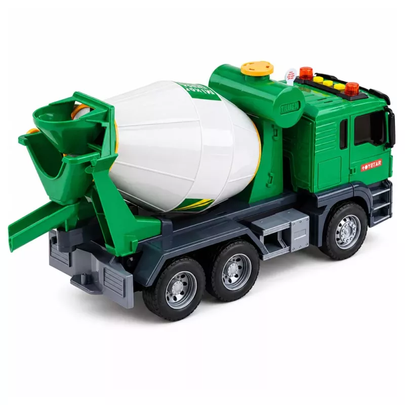 LEAN TOYS Betona maisītāja kravas automašīna ar rotējošu cilindru, gaismām un skaņām, zaļa