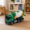 LEAN TOYS Betona maisītāja kravas automašīna ar rotējošu cilindru, gaismām un skaņām, zaļa