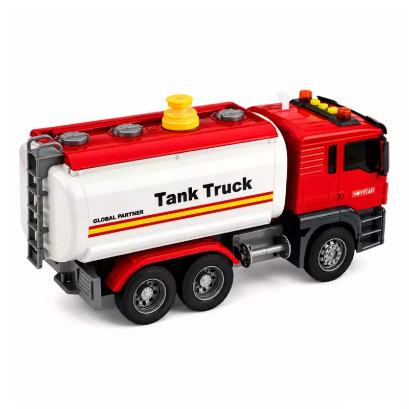LEAN TOYS Kravas auto cisterna Ūdens sistēma Šļūtene Ūdens liešana Gaismas Skaņas Sarkans