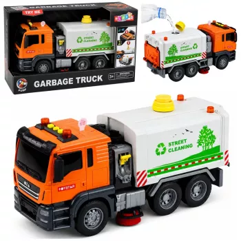 LEAN TOYS Ielas tīrītāja kravas automašīna ar ūdens smidzināšanas sistēmu, gaismām un skaņu