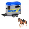 LEAN TOYS Policijas bezceļu transportlīdzeklis ar zirgu piekabi, gaismām un skaņām