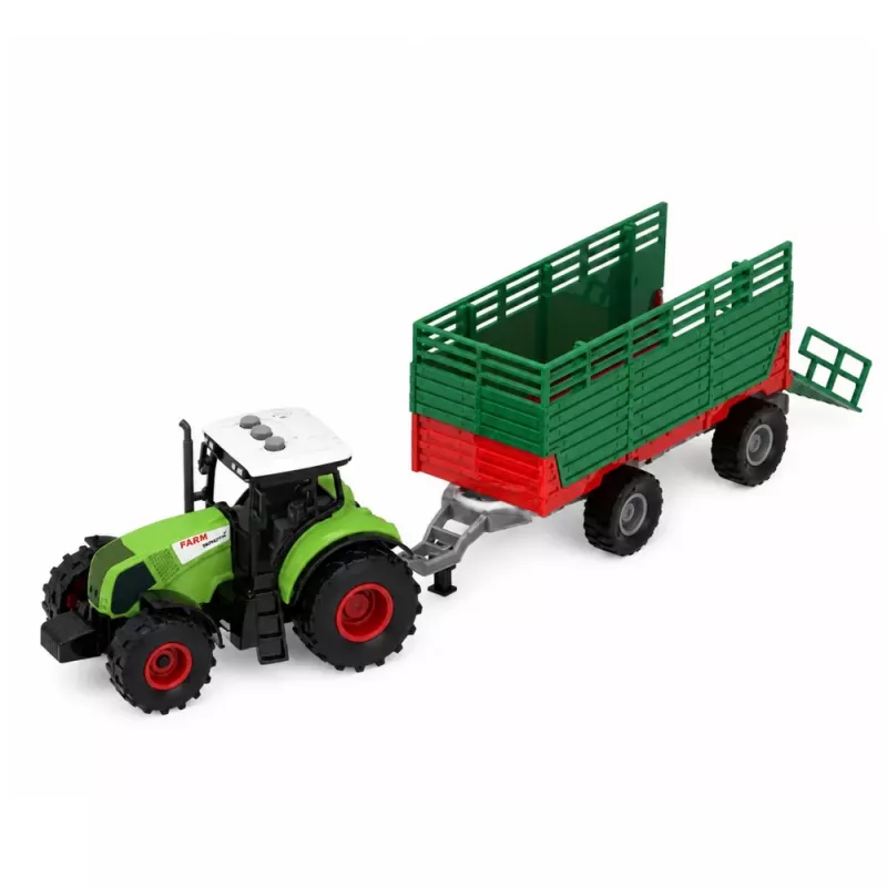 LEAN TOYS Saimniecības komplekts ar traktoru, vējdzirnavām, kūti, piekabi un dzīvnieku figūriņām, 45 gab.