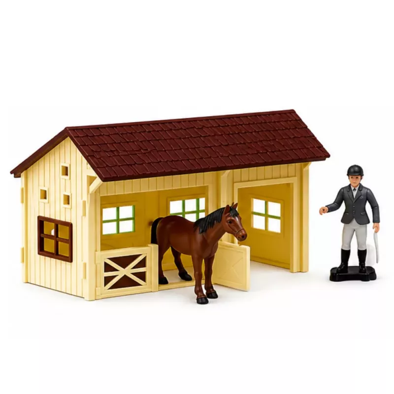 LEAN TOYS Saimniecības komplekts ar traktoru un šķūni, dzīvnieku figūriņām un aksesuāriem, 37 gab.
