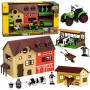 LEAN TOYS Saimniecības komplekts ar traktoru un šķūni, dzīvnieku figūriņām un aksesuāriem, 37 gab.