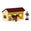 LEAN TOYS Komplekts Lauku zirgs šķēršļu trase stallis zirgu figūras 26 gab.