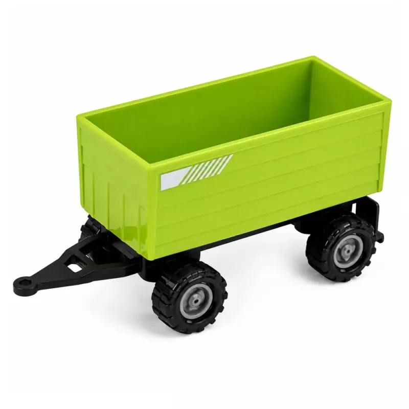LEAN TOYS Lauksaimniecības transportlīdzekļu komplekts Traktors Lopbarības kombains Kokmateriālu piekabe 1:68 4 gab.