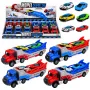 LEAN TOYS Kravas automašīna ar rampu, transportētājs, palaidējauto, atsperu piedziņa 1:55