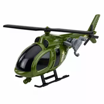 LEAN TOYS Militārais helikopters ar āķi, gaismām un skaņām, zaļš