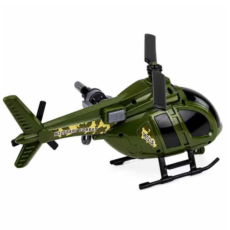 LEAN TOYS Militārais helikopters ar āķi, gaismām un skaņām, zaļš