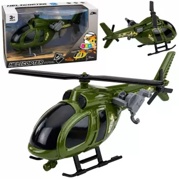 LEAN TOYS Militārais helikopters ar āķi, gaismām un skaņām, zaļš
