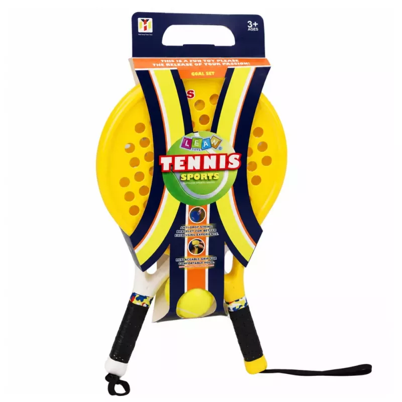 LEAN TOYS Sporta komplekts pludmales tenisam, dārza tenisam, raketēm, putuplasta bumbai