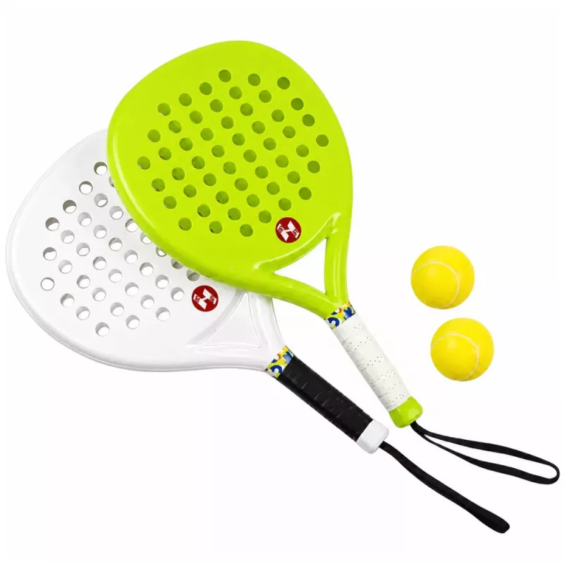 LEAN TOYS Pludmales un dārza tenisa sporta komplekts ar raketēm un putuplasta bumbiņām