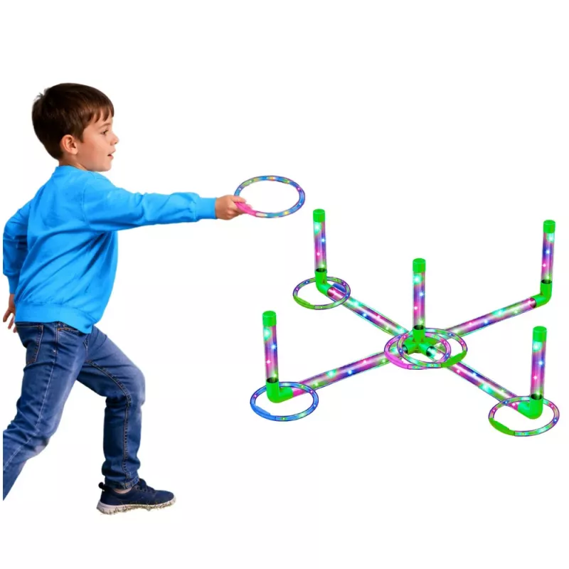 LEAN TOYS Ringo Throwing Skill Game for Kids LED Glowing Hoops Posts
