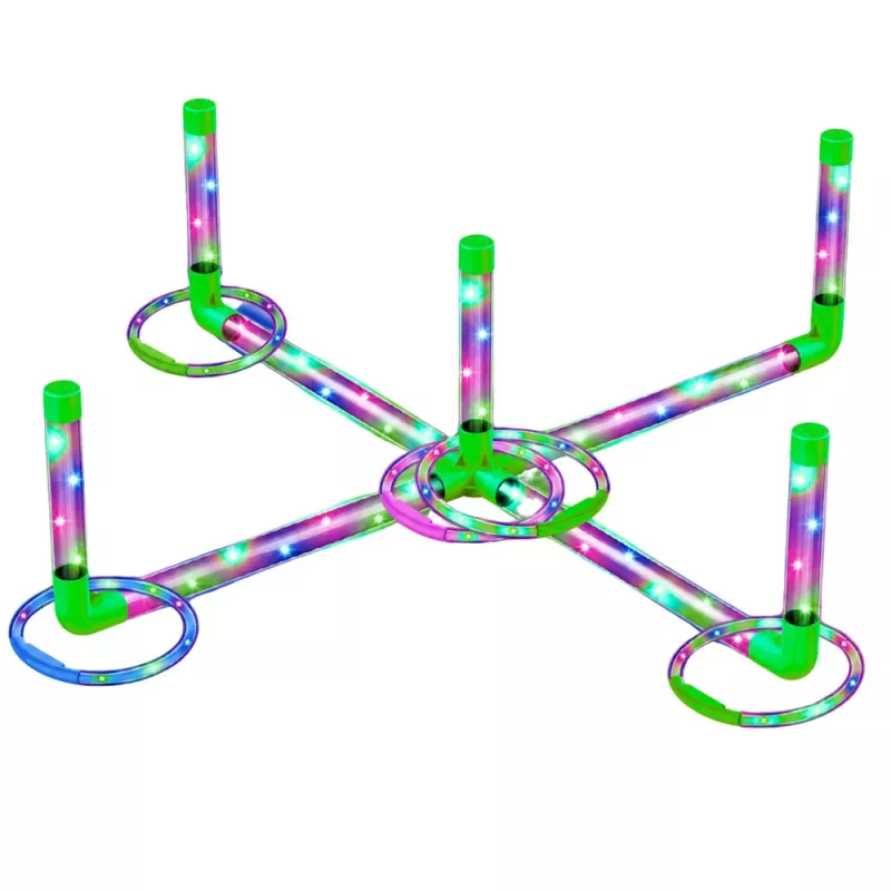 LEAN TOYS Ringo Throwing Skill Game for Kids LED Glowing Hoops Posts