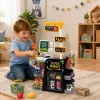 LEAN TOYS Supermarket kases aparāts ar skeneri, dzērienu automāts, gaismas un skaņas, 65 gab.