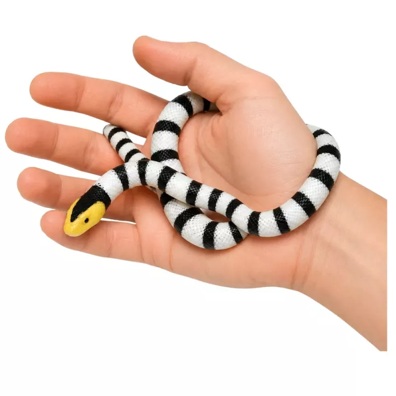 LEAN TOYS Gumijas čūskas figūriņa, izstiepjama, reālistiska, melnbalta, 33 cm