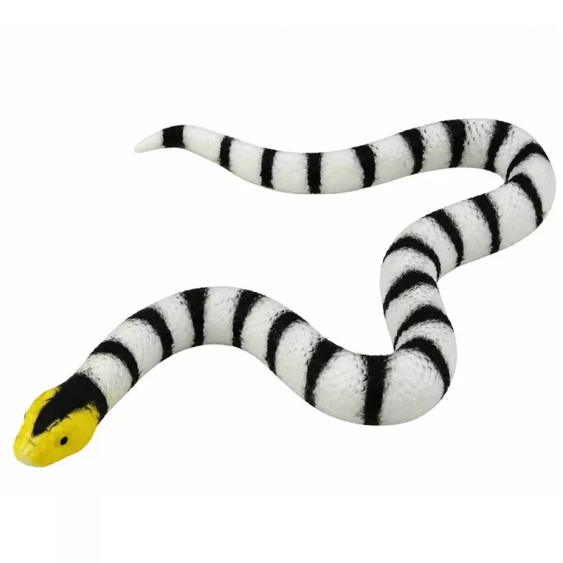 LEAN TOYS Gumijas čūskas figūriņa, izstiepjama, reālistiska, melnbalta, 33 cm