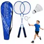 LEAN TOYS Badminton komplekts ar raketēm, volāniem un maciņu, zils