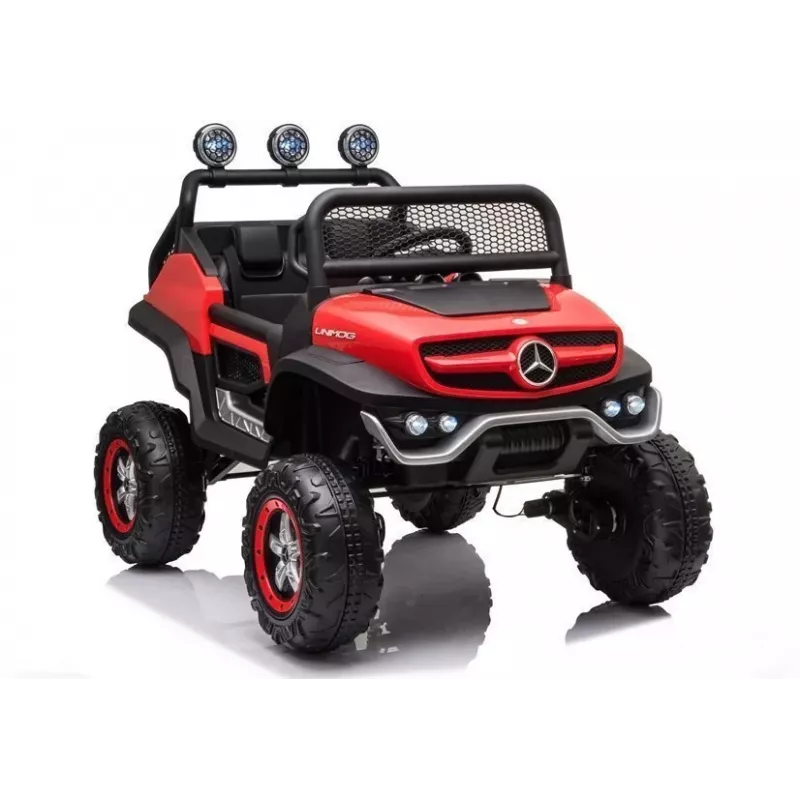 LEAN CARS Electric Ride On Mercedes Unimog S Red