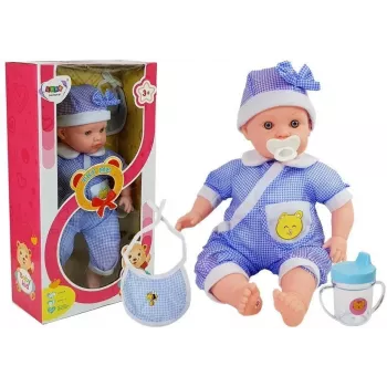 LEAN TOYS Leļļu mazulis 45 cm Zils apģērbs