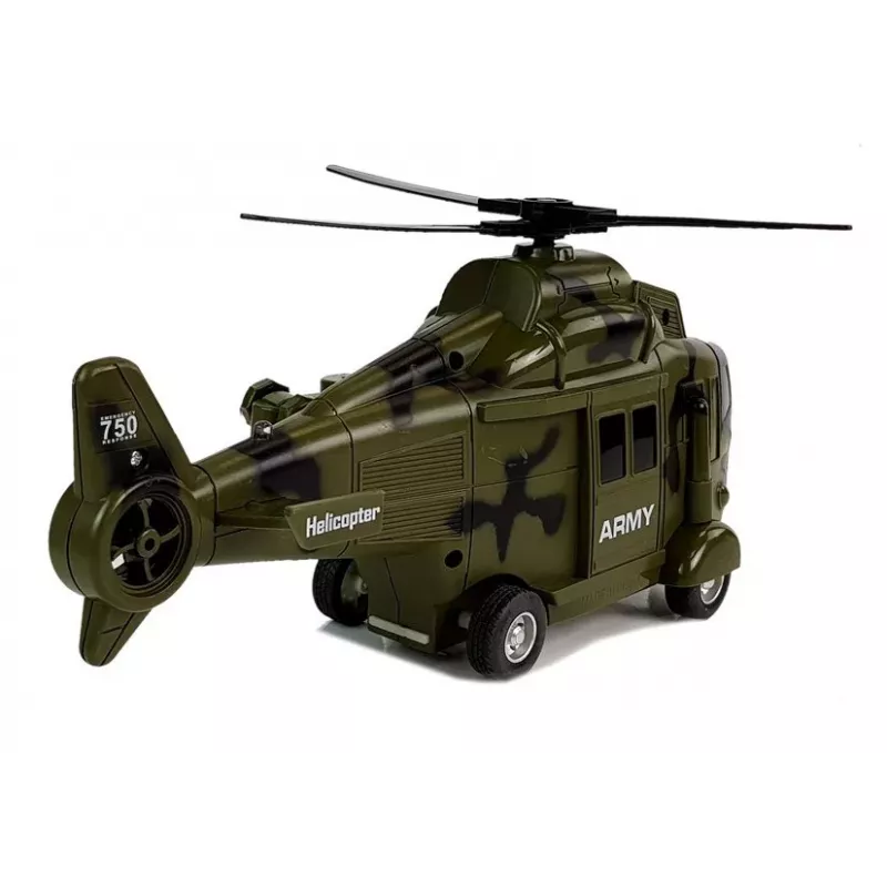 LEAN TOYS Militārais glābšanas helikopters 1:16 ar āķi, skaņu un gaismu