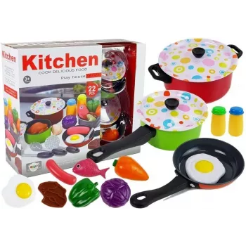 LEAN TOYS Virtuves komplekts Trauki Pavārs 22 gabali