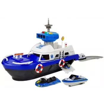 LEAN TOYS Policijas transporta laiva ar automašīnām, skaņām un gaismām