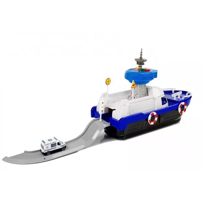 LEAN TOYS Policijas transporta laiva ar automašīnām, skaņām un gaismām