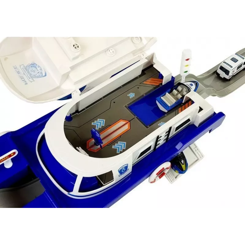 LEAN TOYS Policijas transporta laiva ar automašīnām, skaņām un gaismām