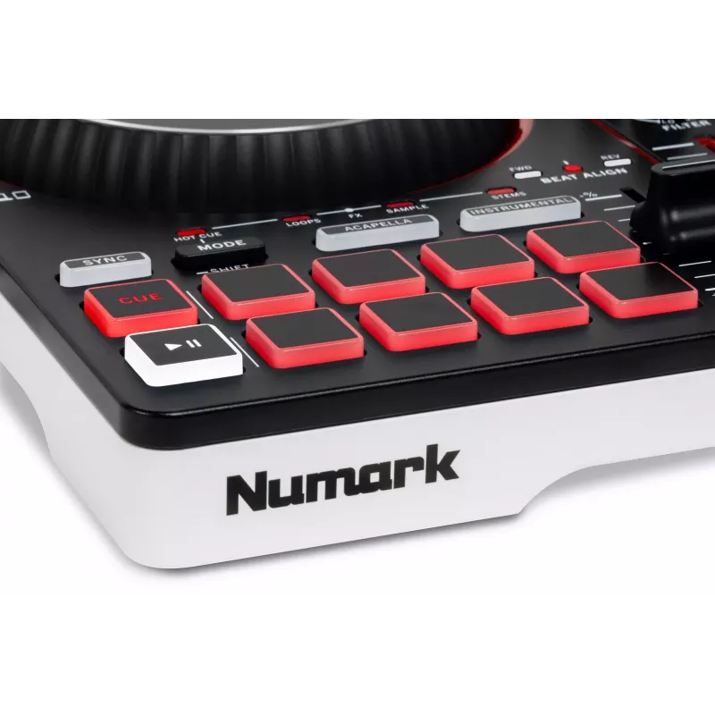 Numark Party Mix MKIII DJ kontrolieris ar iebūvētiem skaļruņiem un gaismu šovu