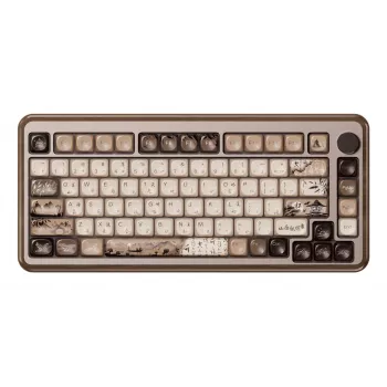 AKKO MU02 Mountain Seclusion 65% mehāniskā tastatūra - vairākrežīmu (Bluetooth/2.4GHz/vadu) ar Akko CS Jelly White slēdžiem, RGB, PBT ASA taustiņu vāciņiem, 68 taustiņiem