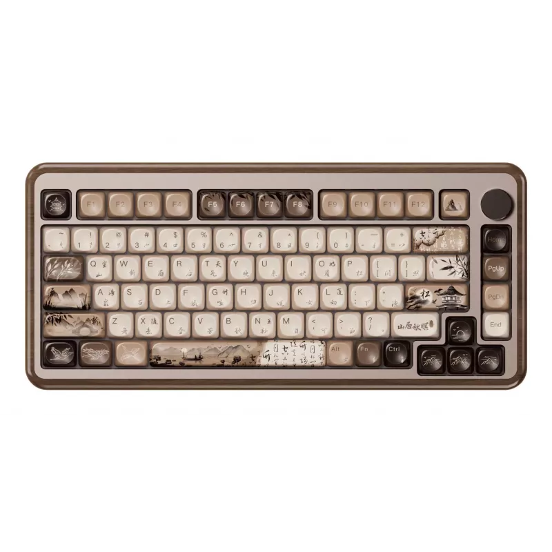AKKO MU02 Mountain Seclusion 65% mehāniskā tastatūra - vairākrežīmu (Bluetooth/2.4GHz/vadu) ar Akko CS Jelly White slēdžiem, RGB, PBT ASA taustiņu vāciņiem, 68 taustiņiem