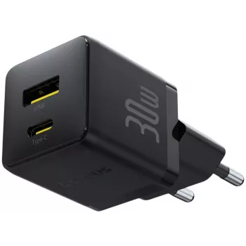 Baseus Palm 30W USB-C USB-A lādētājs melns