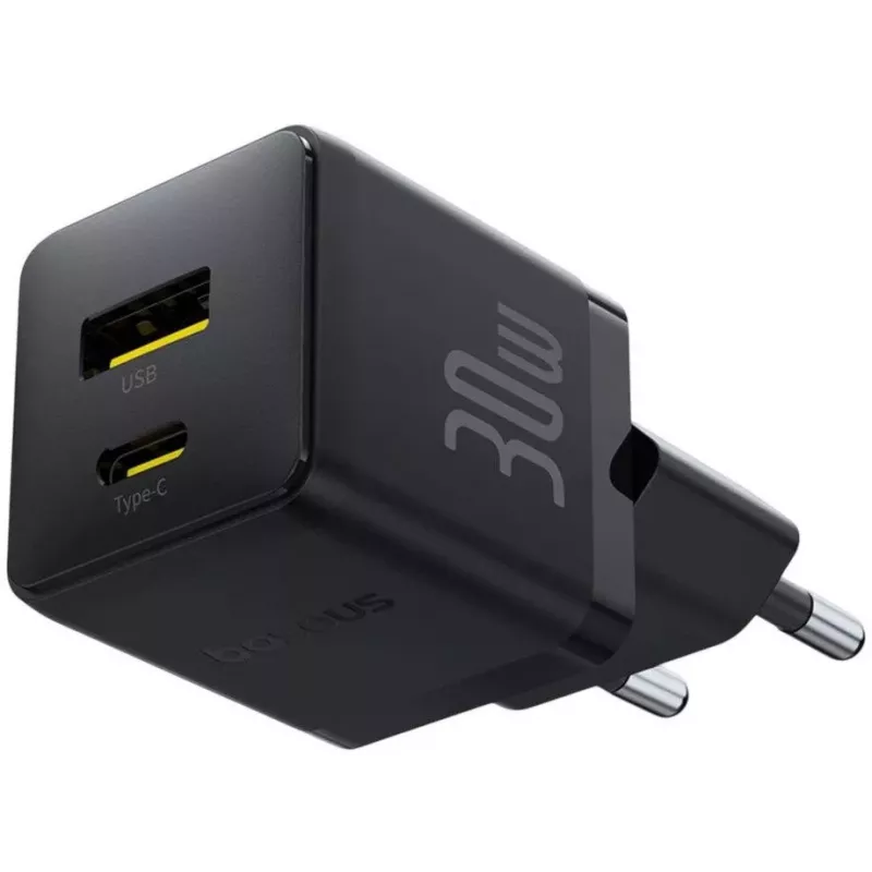 Baseus Palm 30W USB-C USB-A lādētājs melns