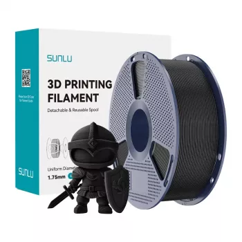 SUNLU PLA+ Filaments 1.75 mm Melns 1 kg