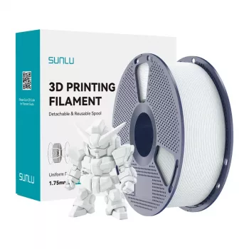 SUNLU PLA+ 2.0 Filaments 1.75mm Keramikas Balts 1kg