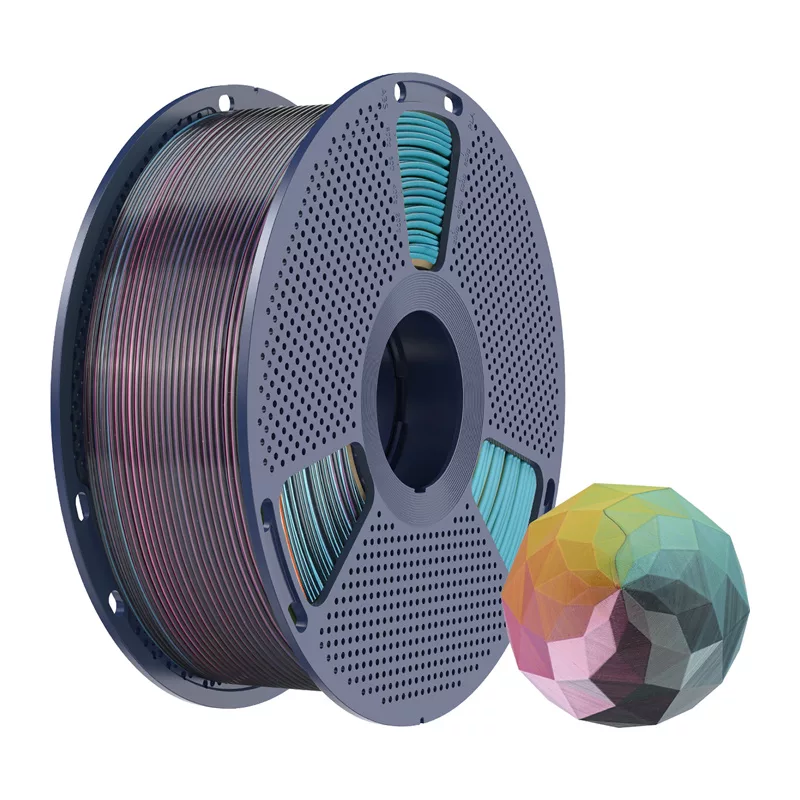 SUNLU PLA+ Silk Forth-Color Filaments (Sarkans-Dzeltens-Zaļš-Melns) 1.75mm 1kg