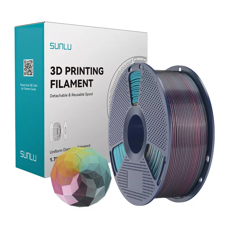 SUNLU PLA+ Silk Forth-Color Filaments (Sarkans-Dzeltens-Zaļš-Melns) 1.75mm 1kg