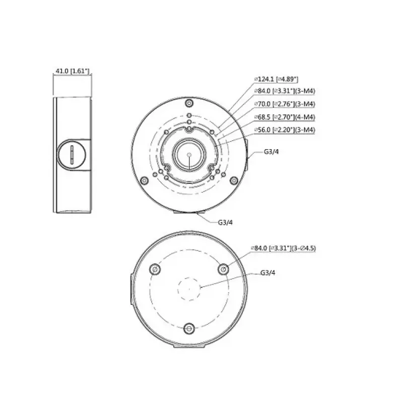 DAHUA PFA130-E-B Adapter, Montāžas kronšteins Melns