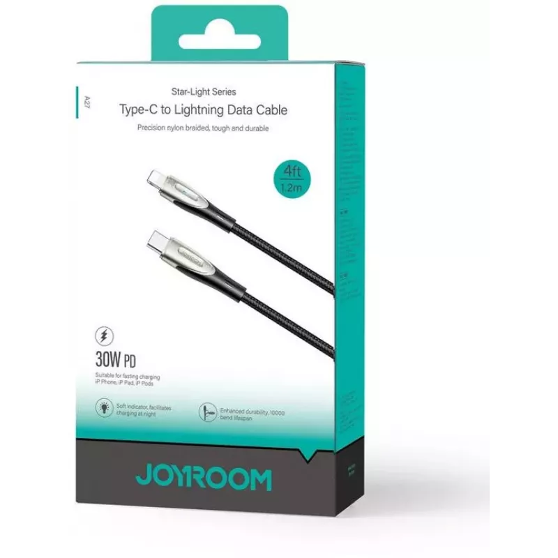 Joyroom Star-Light Series SA27-CL3 USB-C uz Lightning kabelis 30W 1.2m Melns