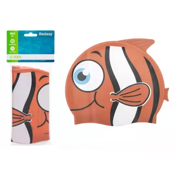 Bestway Hydro-Swim Silikona Peldēšanas Cepurīte Oranža Zivs Bērniem