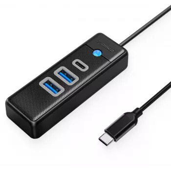 ORICO USB-C uz 2x USB 3.0 + USB-C Hub, 5 Gbps, 0,15 m, Melns