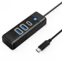 ORICO USB-C uz 2x USB 3.0 + USB-C Hub, 5 Gbps, 0,15 m, Melns