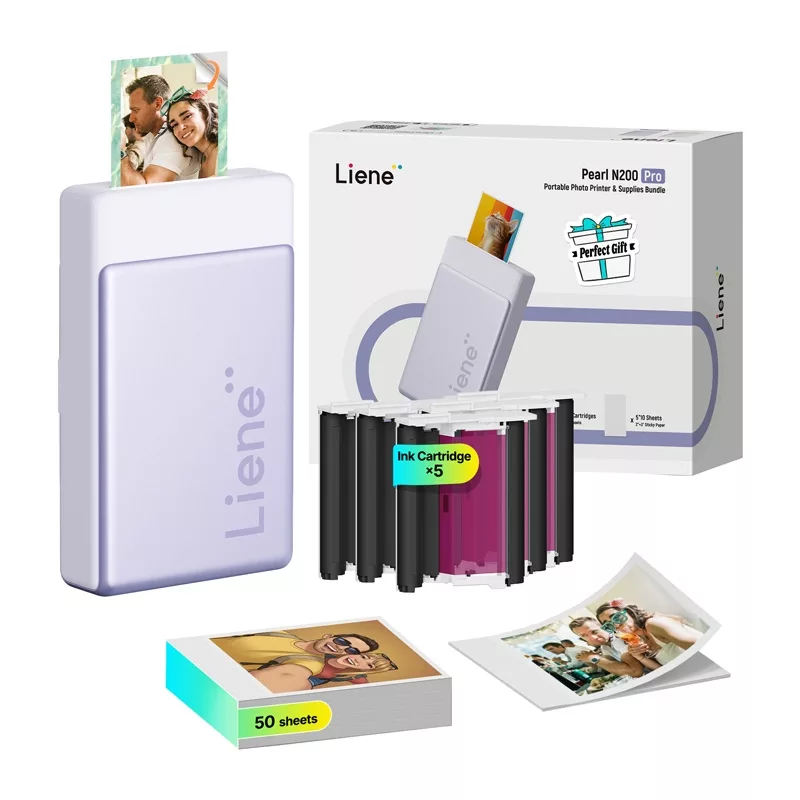 LIENE Pearl N200 Pro 2x3 portatīvais foto printeris (Purpura)