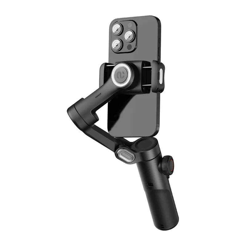 AOCHUAN XE Standard Gimbal (Melns) - 3 asu viedtālruņa stabilizators ar Bluetooth 5.0, 2600mAh akumulatoru, salokāms dizains
